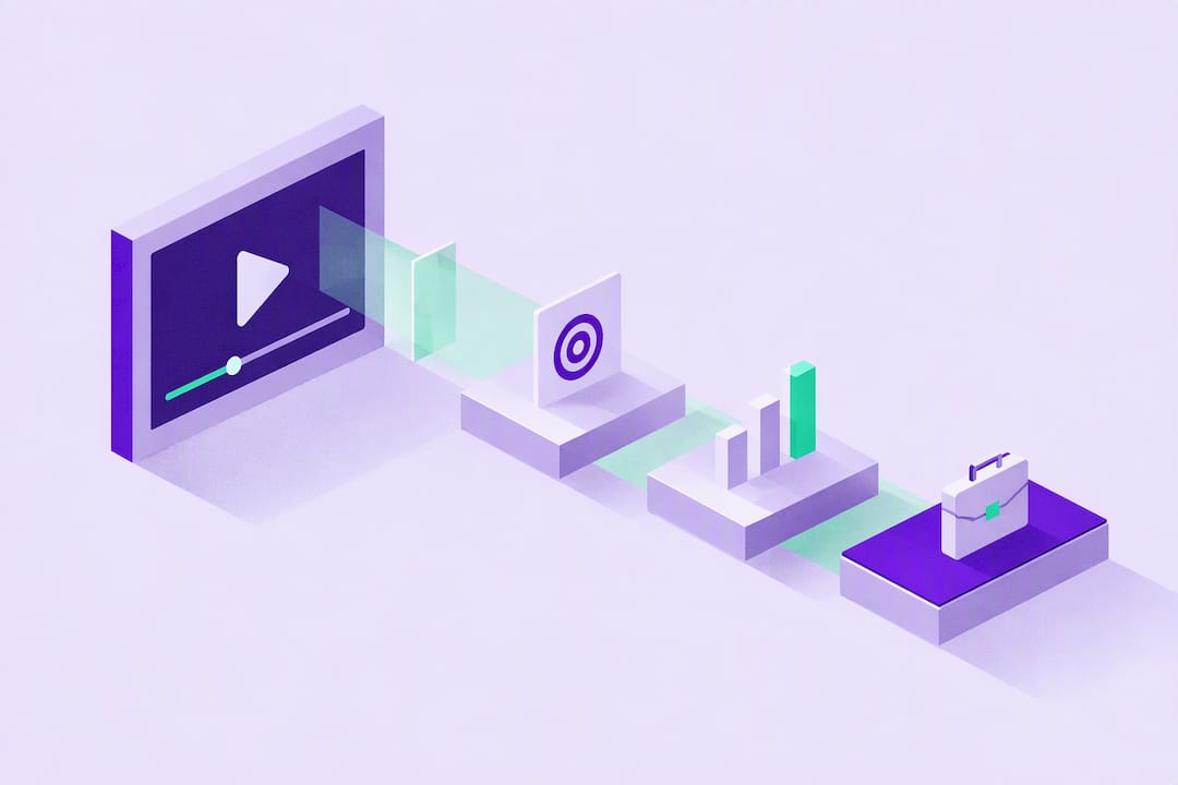 Illustrazione geometrica di un video a supporto delle vendite B2B