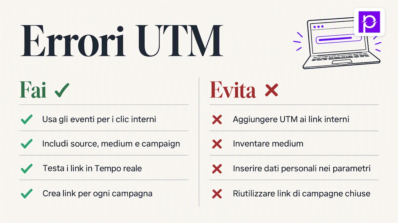 Sette errori UTM che sporcano i report GA4