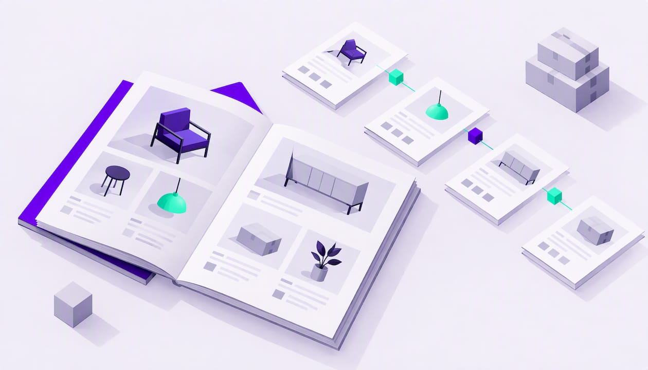 Forme geometriche che richiamano un catalogo B2B