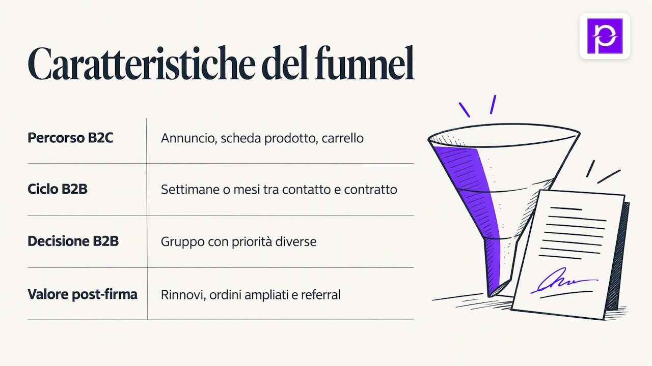 Fasi del funnel B2B con ciclo di fidelizzazione