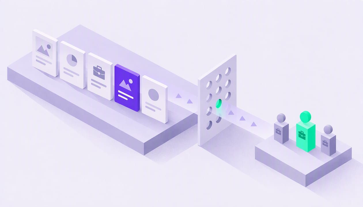 Illustrazione isometrica di pubblicità B2B mirata